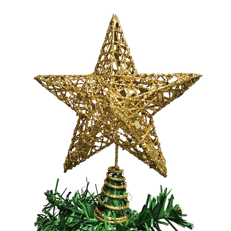 Star Tree Topper - 1 Buah 15*20Cm Glitter Emas Pohon