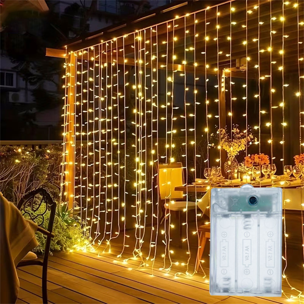 Led Fairy String Lights - Lampu LED Tirai 3/6m Bertenaga Baterai,