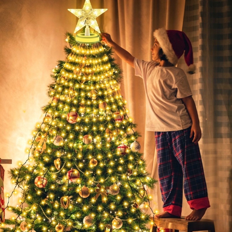 Star Tree Topper - Lampu Hias Bentuk Lingkaran untuk Pohon