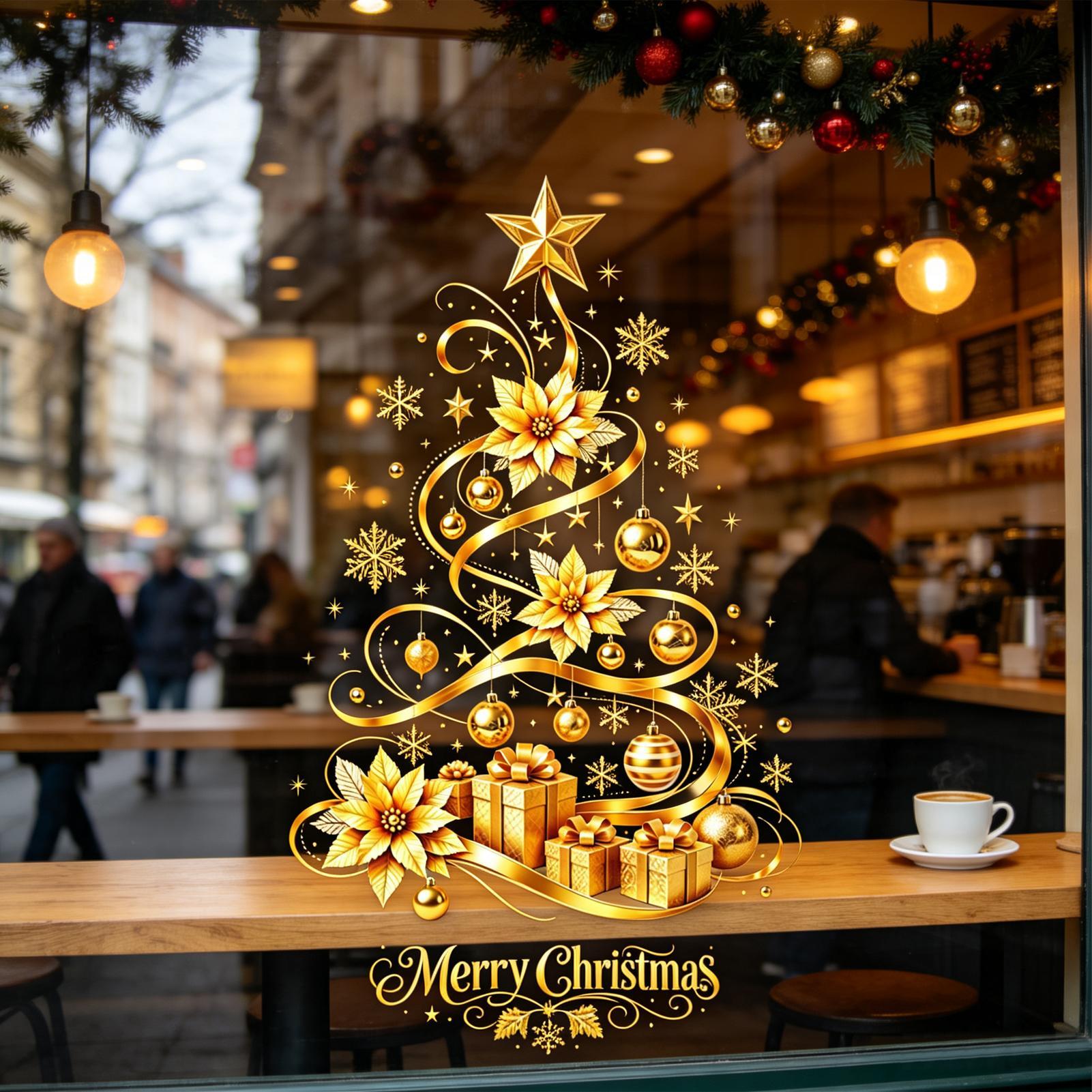 Snowflake Window Decal - Stiker Dinding Pohon Natal, Stiker Kaca,
