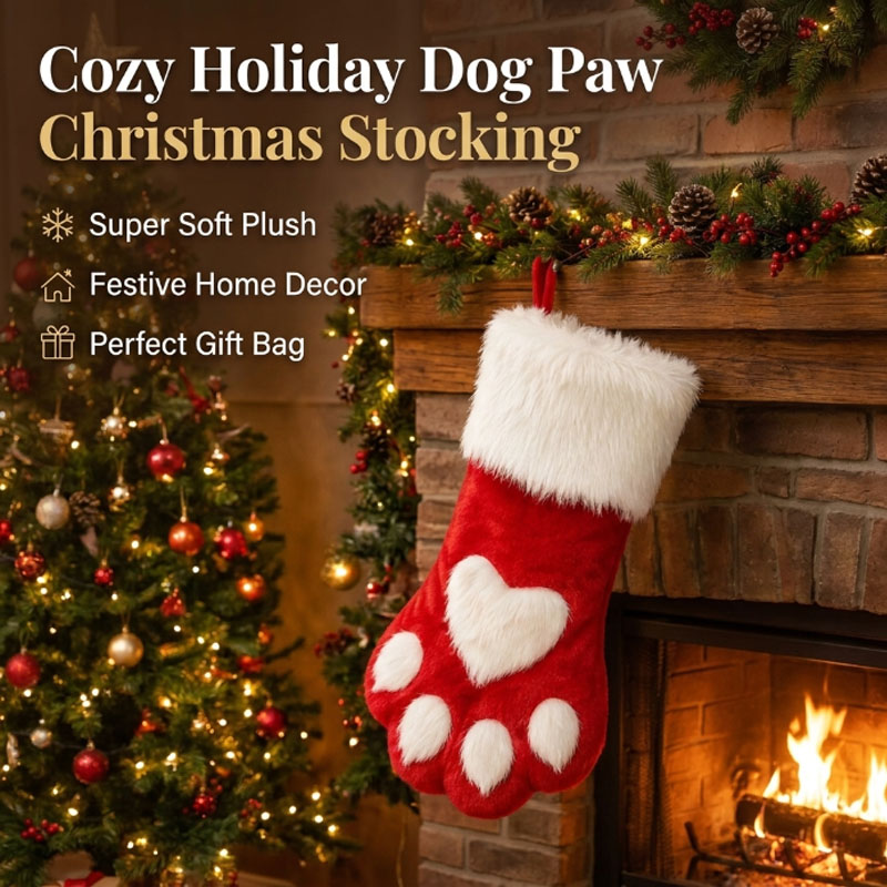 Christmas Stocking Hanging - Hiasan Natal berbentuk kaki anjing berbulu
