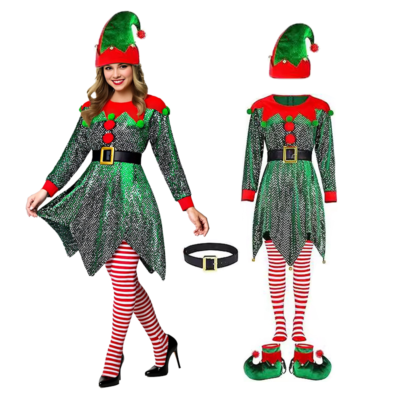 Elf Costume Christmas - 5Pcs Kostum Natal untuk Wanita Set