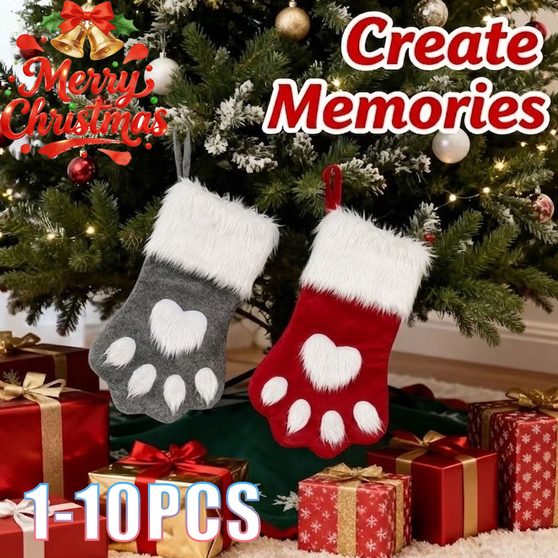 Christmas Stocking Hanging - 1-10PCS Stoking Natal Bentuk Cakar Hewan