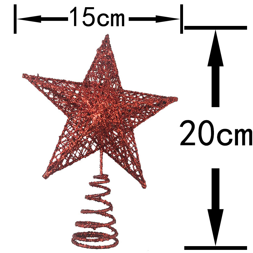 1 Buah 15*20Cm Glitter Emas Po - Star Tree Topper ulasan dan harga