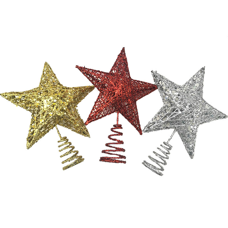 1 Buah 15*20Cm Glitter Emas Po - Star Tree Topper ulasan dan harga