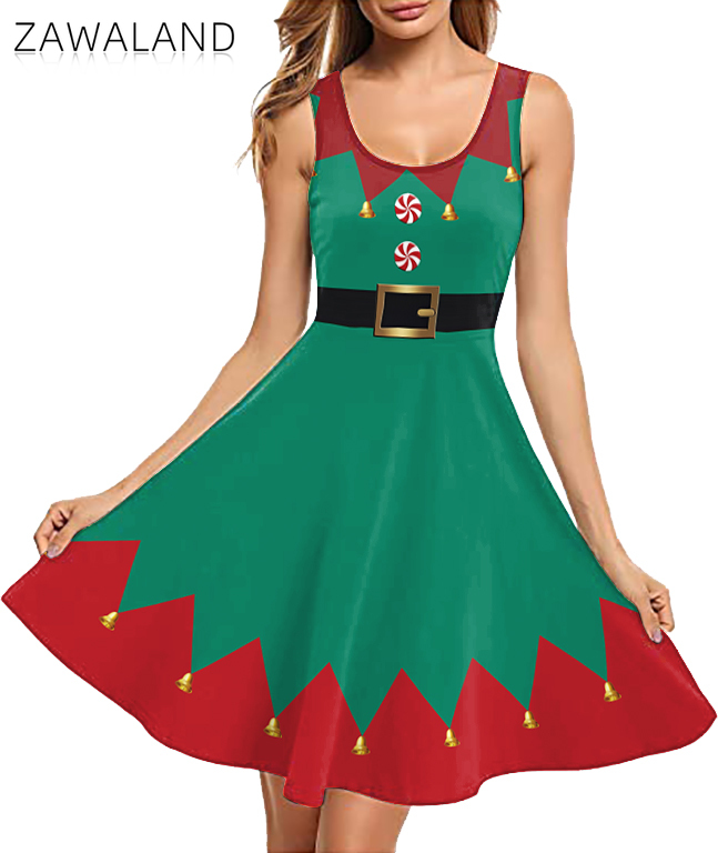 Kostum Cosplay Cetak Merah Hij - Elf Costume Christmas ulasan dan harga
