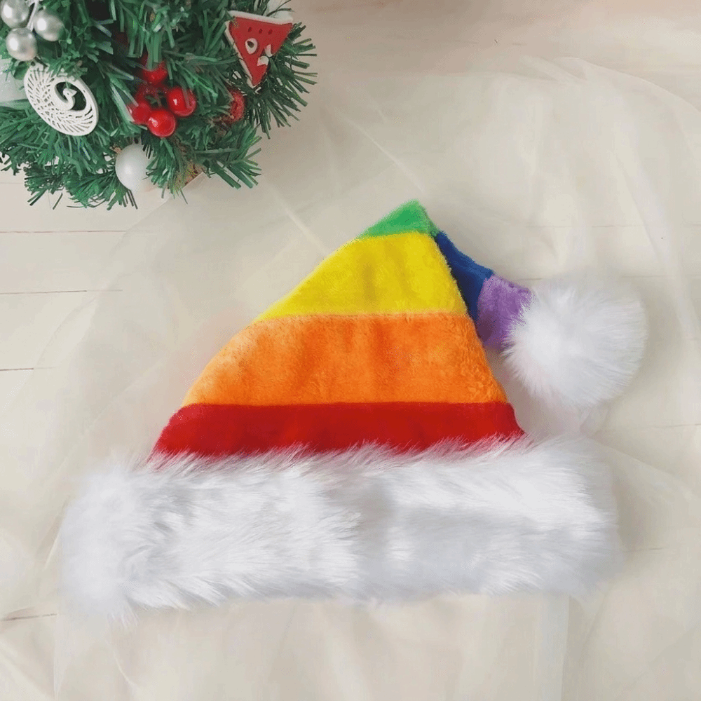 Topi Natal Bulu Halus Bergaris - Santa Hat Plush ulasan dan harga