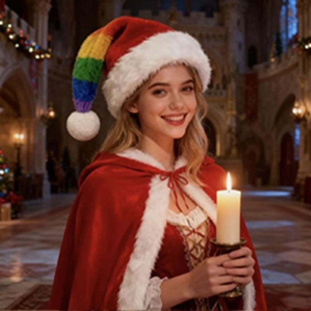 Topi Natal Bulu Halus Bergaris - Santa Hat Plush ulasan dan harga