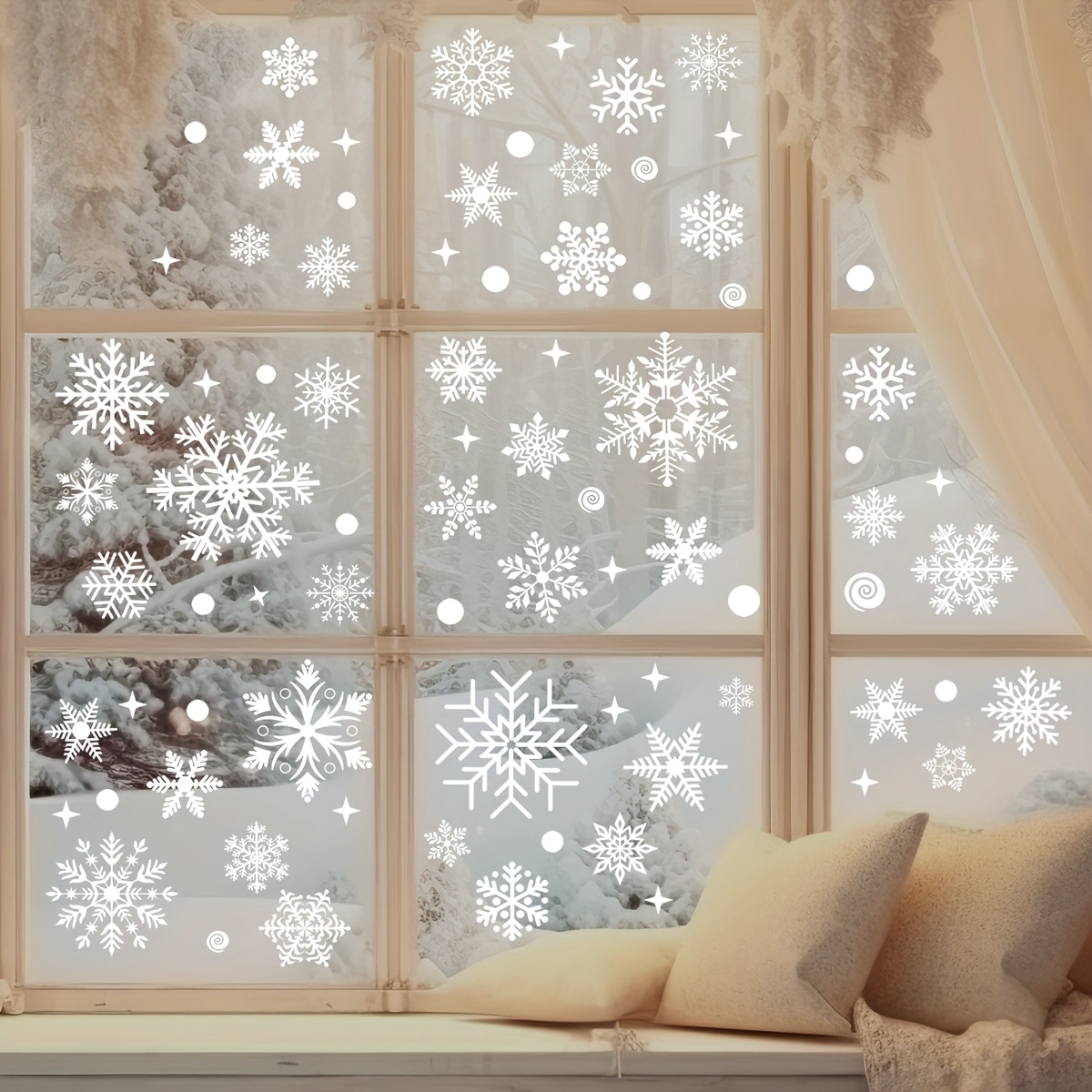 4 lembar Stiker Jendela Natal  - Snowflake Window Decal ulasan dan harga