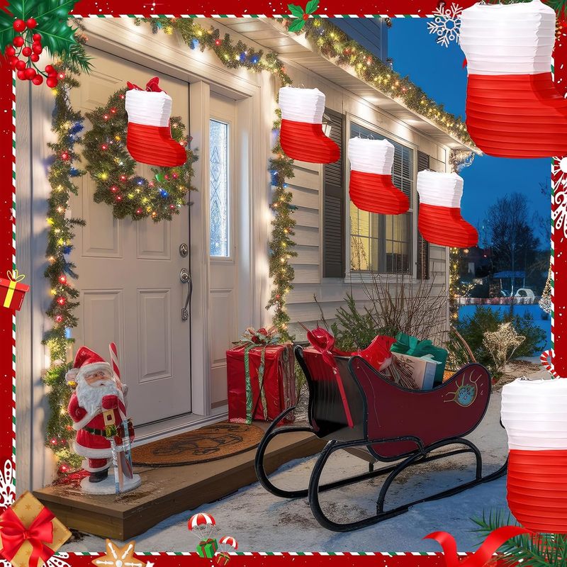 1 Buah Lentera Kertas Natal, L - Christmas Stocking Hanging ulasan dan harga