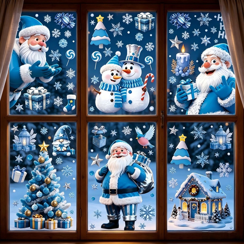 Stiker Jendela Natal Motif Man - Snowflake Window Decal ulasan dan harga