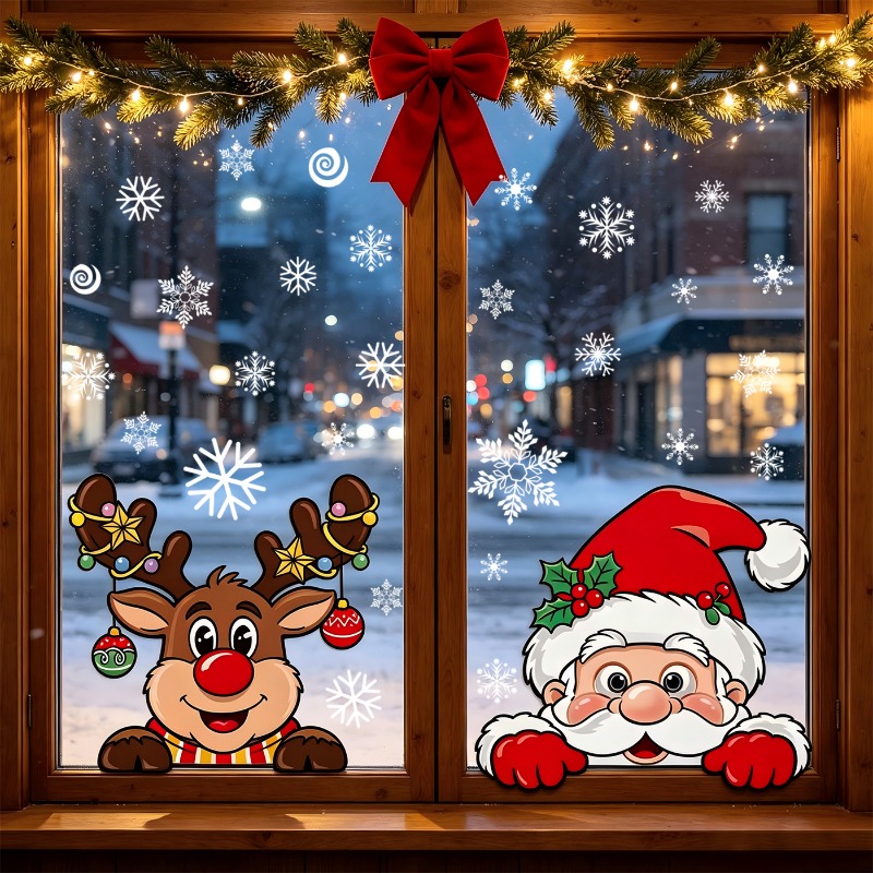 Stiker Natal Bertema Kartun Ru - Snowflake Window Decal ulasan dan harga