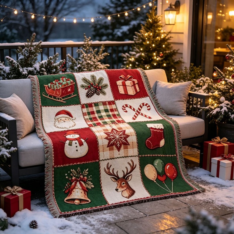 Taplak Dinding Motif Jacquard  - Christmas Throw Blanket ulasan dan harga